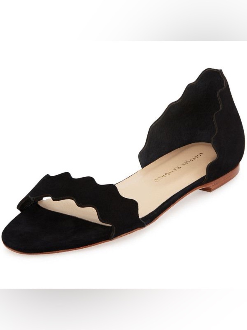 Loeffler Randall Lina Scallop D’orsay Black Open Toe flats wedding guest formal